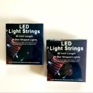 Patriotic Mini Star LED Light Strings Battery Operated Fairy Red White Blue 2 Pk